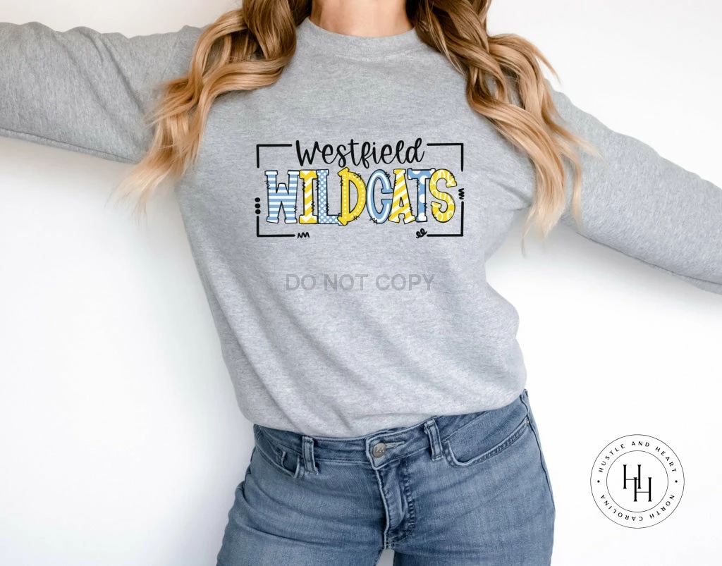 Hustle & Heart NC Westfield Wildcats Doodle Graphic Tee