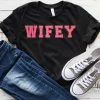 Hustle And Heart NC Wifey Hot Pink Faux Chenille Letters Graphic Tee