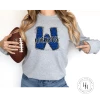 Hustle & Heart NC School Doodle Designs Wildcats Blue Glitter Varsity Doodle