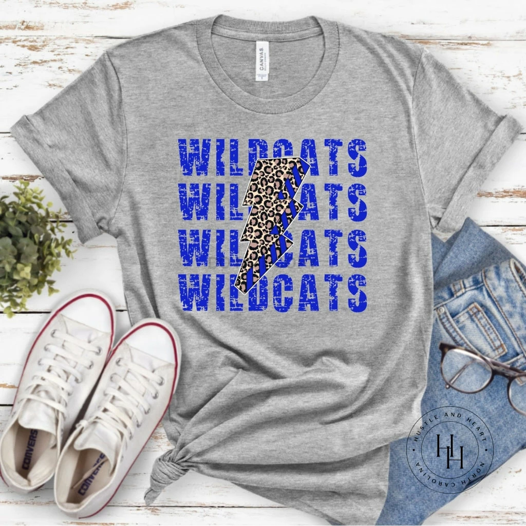 Hustle And Heart NC Wildcats Blue Lightning Bolt Graphic Tee