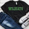 Hustle And Heart NC Wildcats Green/Silver Faux Chenille Letters Graphic Tee Faux Chenille And Glitter Letter Patch Tees