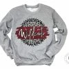 Hustle & Heart NC Wildcats Maroon/White With Black Outline Faux Glitter Leopard Circle Designs