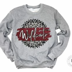 Hustle & Heart NC Wildcats Maroon/White With Black Outline Faux Glitter Leopard Circle Designs