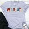 Hustle And Heart NC Faux Chenille And Glitter Letter Patch Tees Wildcats Red/white/sapphire/gold Faux Chenille Letters Graphic Tee