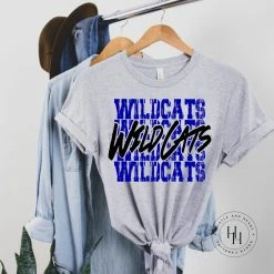 Hustle And Heart NC Wildcats Royal Blue Stacked Mascot Graphic Tee Stacked Mascot Designs