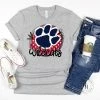 Hustle & Heart NC Faux Glitter Leopard Circle Designs Wildcats Royal Blue/Red Graphic Tee