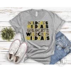 Hustle & Heart NC Wildcats Yellow Stacked Repeating Graphic Tee
