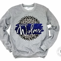 Hustle & Heart NC Wolfe City Wolves Royal Blue/White With Black Outline