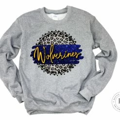 Hustle & Heart NC Wolverines Blue/Yellow Faux Glitter Leopard Circle Designs