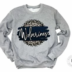 Hustle & Heart NC Wolverines Navy And White Faux Glitter Leopard Circle Designs