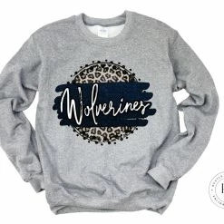 Hustle & Heart NC Wolverines Navy And White Faux Glitter Leopard Circle Designs