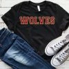 Hustle And Heart NC Wolves Red/Gold Faux Chenille Letters Graphic Tee