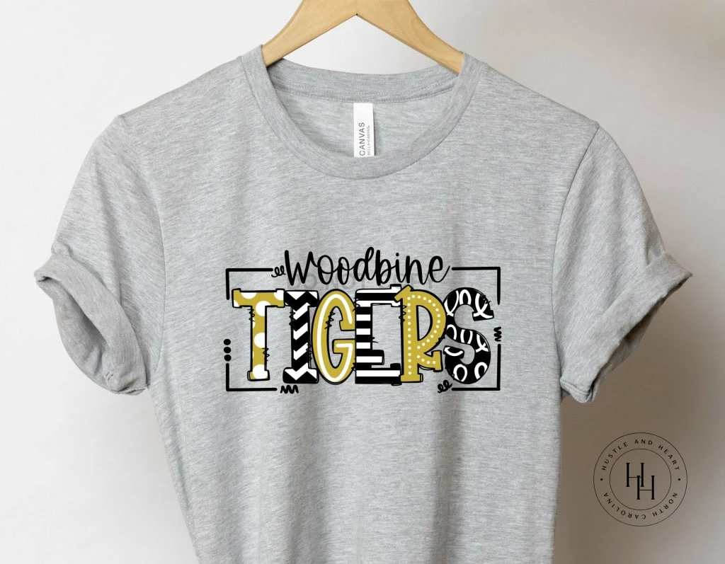 Hustle & Heart NC Woodbine Tigers Doodle Graphic Tee