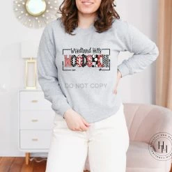 Hustle & Heart NC Woodland Hills Woodsmen Red/Black/White Doodle Graphic Tee School Doodle Designs