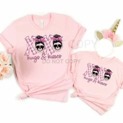 Hustle & Heart NC XOXO Pink Gingham And Skulls Graphic Tee