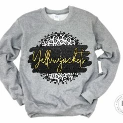 Hustle & Heart NC Yellowjackets Black And Gold Faux Glitter Leopard Circle Designs